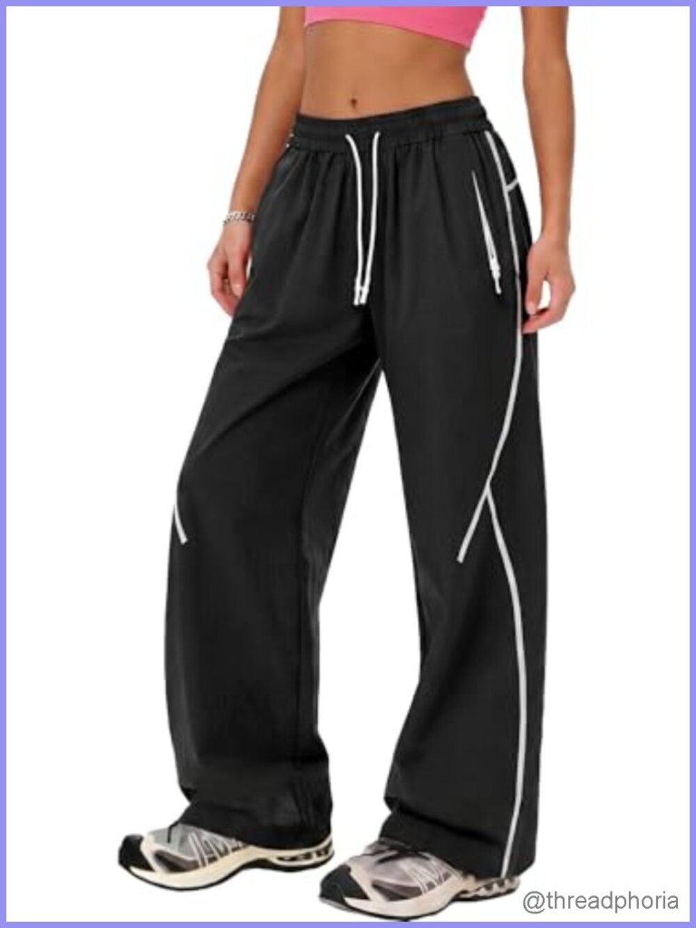 High Waisted Wide Leg Hiking Pants Quick Dry Athletic Joggers with Zipper